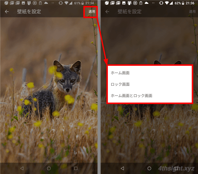 Android端末の壁紙にBing検索の日替わり写真を表示する方法。