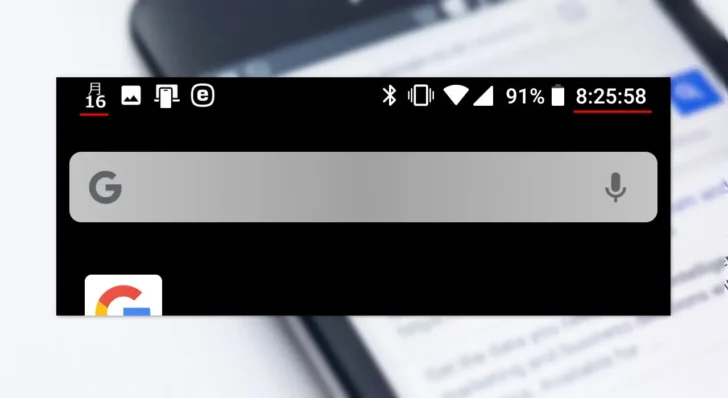 Android端末のステータスバーに秒や日付を表示する方法。