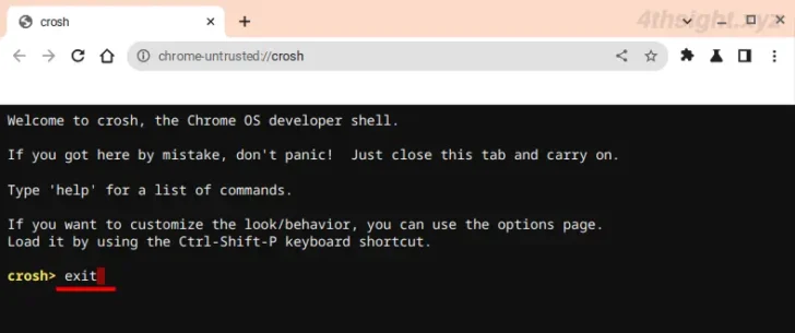 ChromeOS（Chromebook）のコマンドインターフェースcroshの使い方。